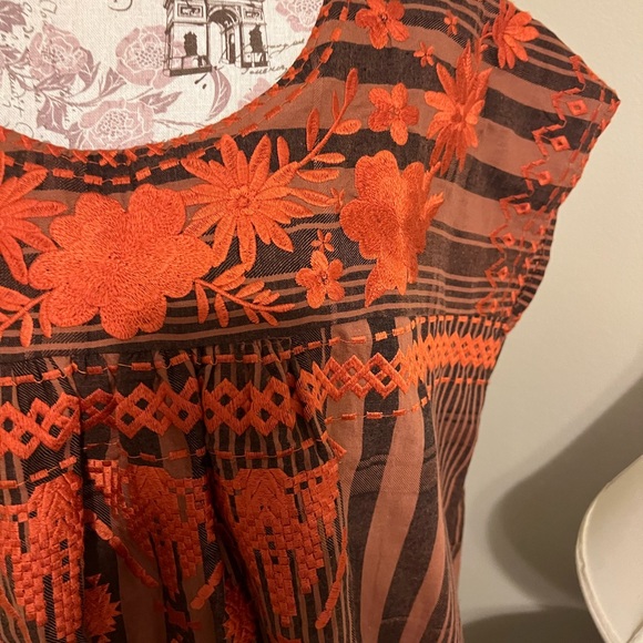 Savanna Jane Brown Dress with Orange Embroidery NWT - Picture 4 of 6